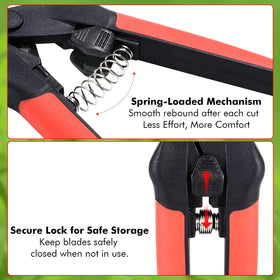 LIVINGO teflon-coated blades close-up prevent sap buildup.