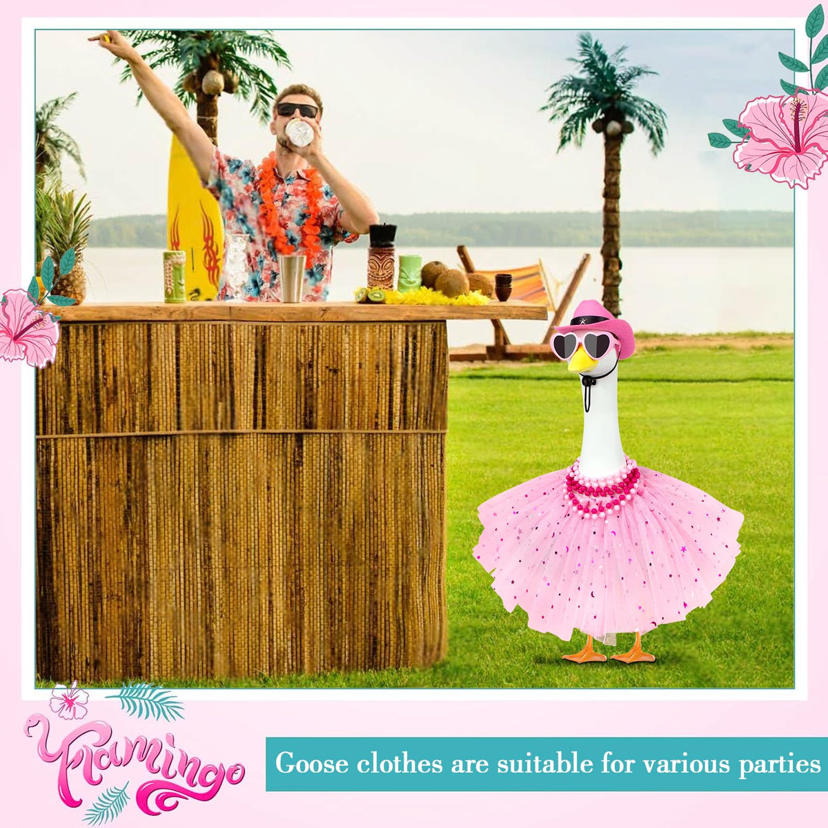 Lixintray Princess goose necklaces add sparkle for outdoor lawn art.