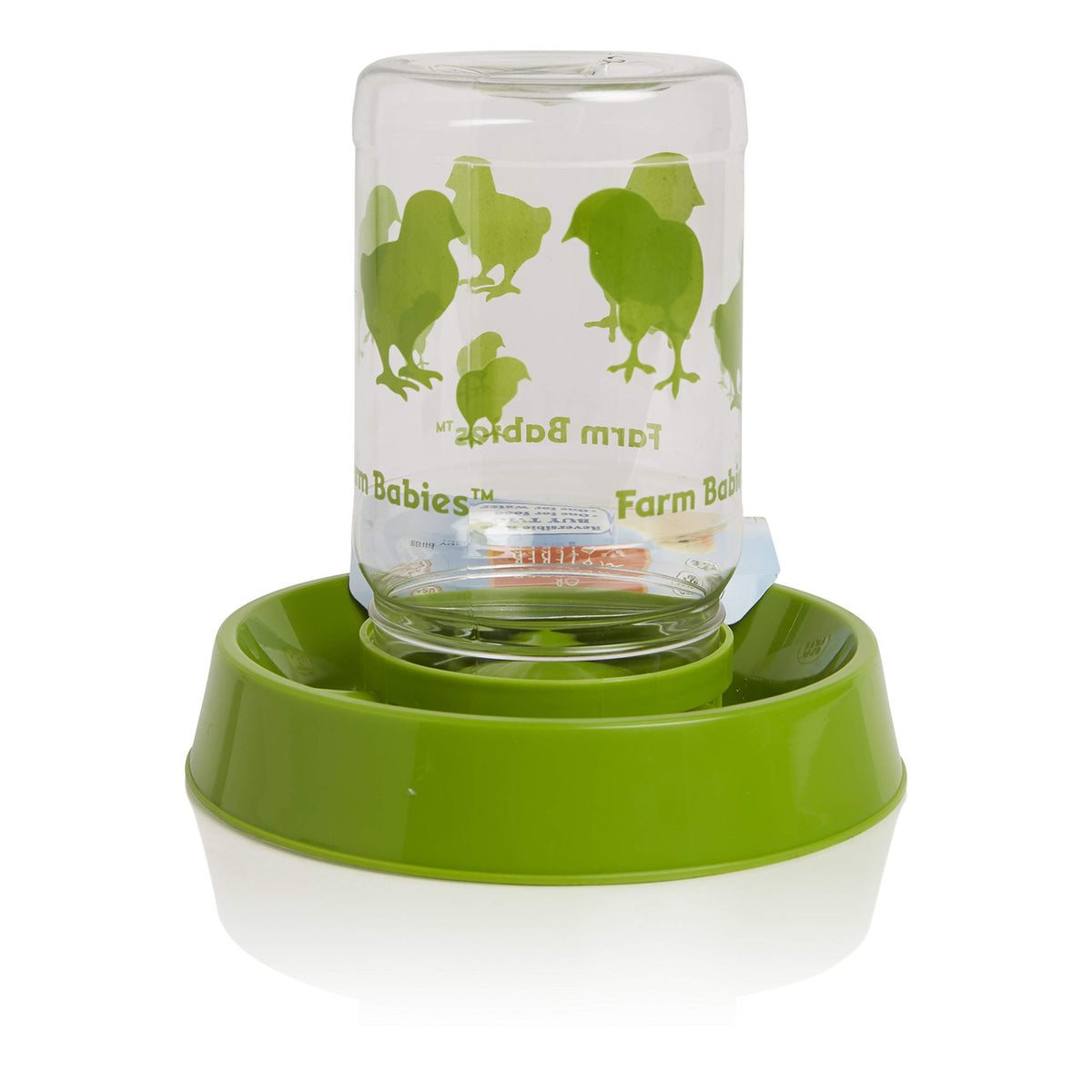 Lixit chick feeder waterer with jar ready for chick hydration and snack time.