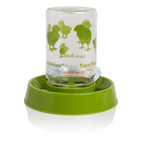 Lixit chick feeder waterer with jar ready for chick hydration and snack time.