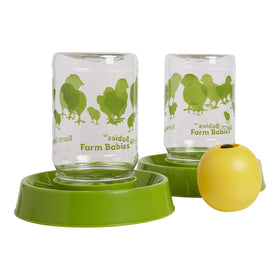 Lixit baby chick feeder waterer with reversible base for food or water.