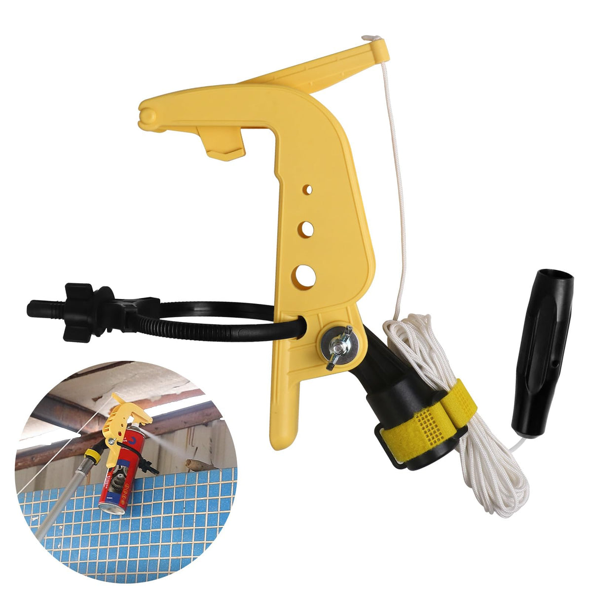 Lizatto spray adaptor extension pole setup enables safe reach for high corners