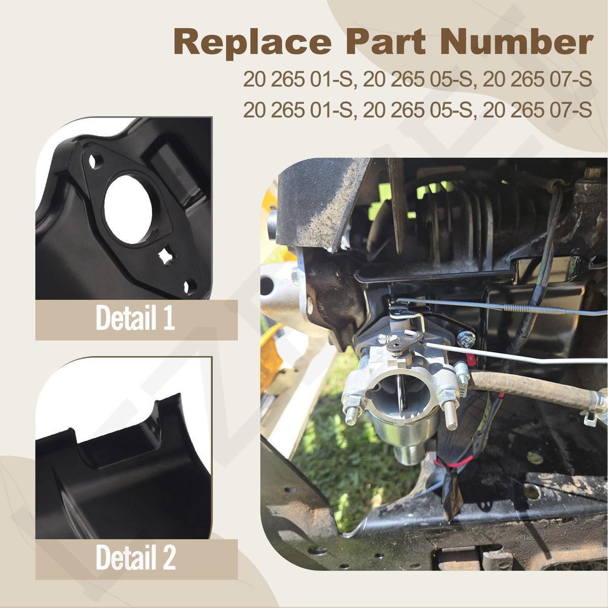LIZEWEI carburetor stud detail highlights secure mounting for durability.