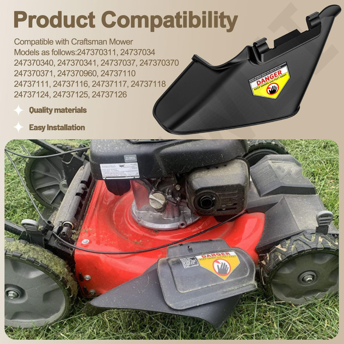 LIZEWEI Easy-install side discharge chute, quick replacement for outdoor maintenance.