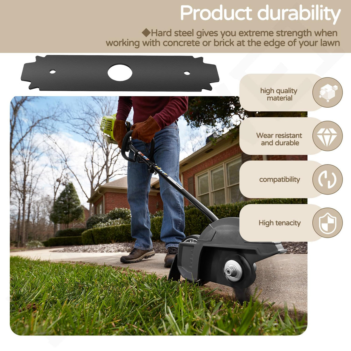 LIZEWEI edger blade in use along a concrete edge for precise lines.