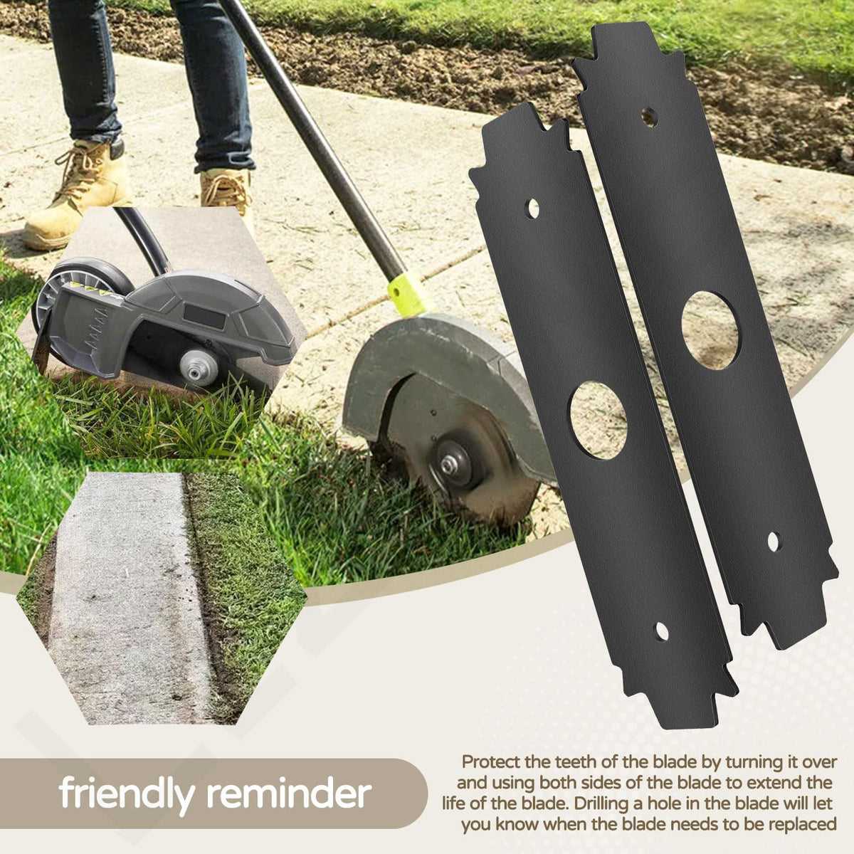 LIZEWEI hardened steel edger blade designed for durability and edging tasks.