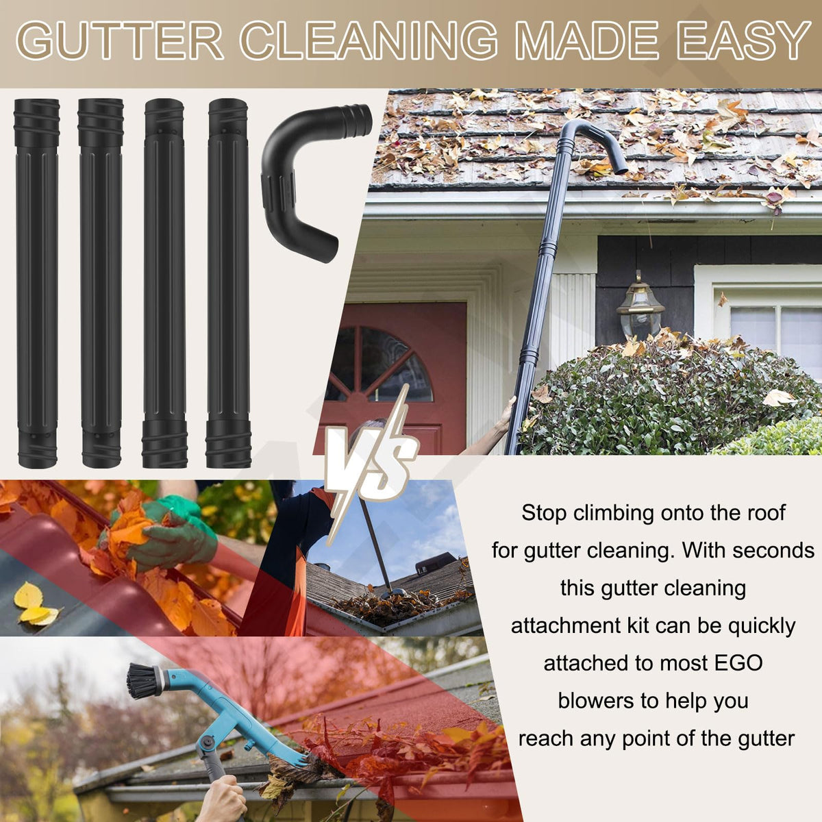 LIZEWEI ego blower compatible gutter kit ready for quick setup