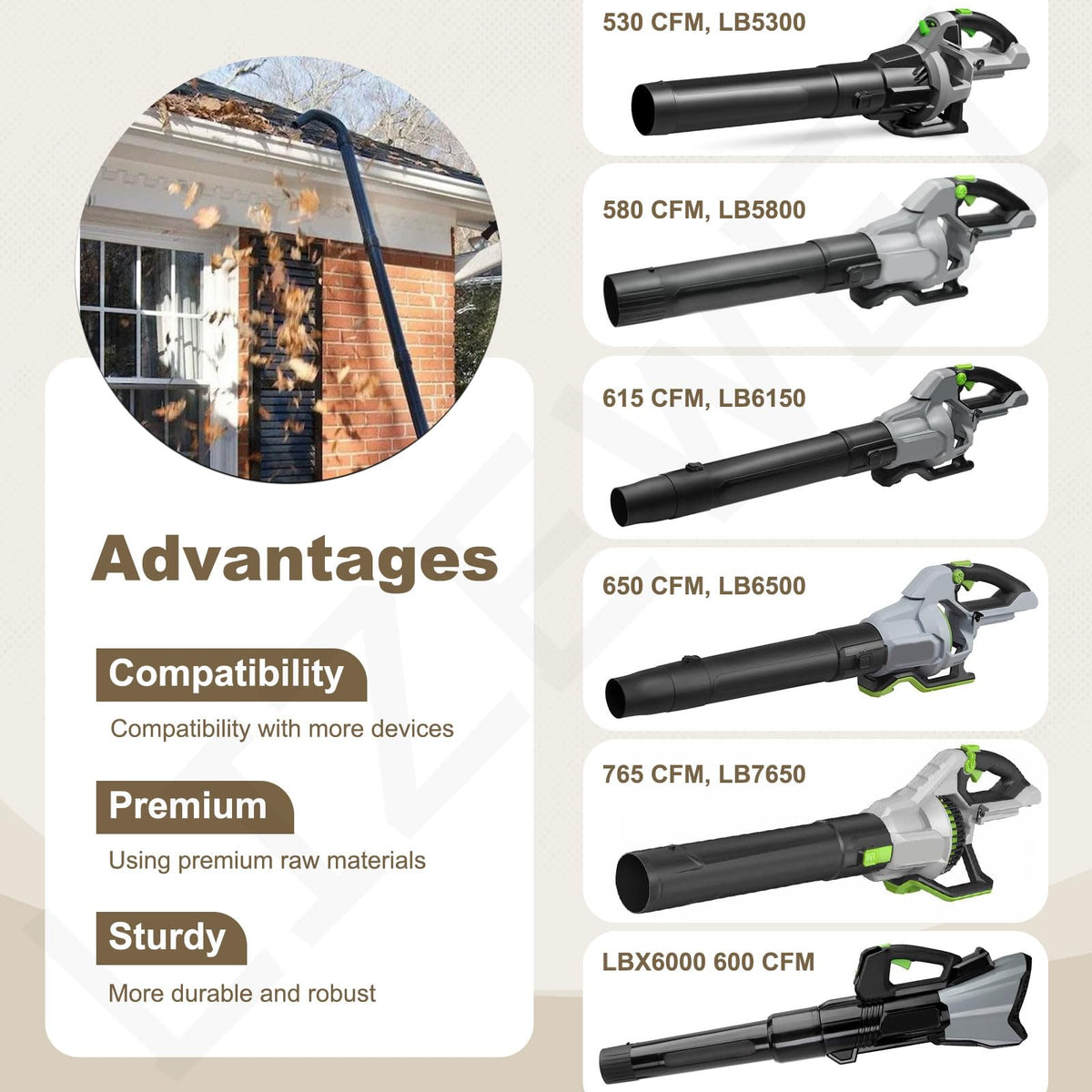 LIZEWEI extended reach 8.3 ft gutter tool extending along the roofline