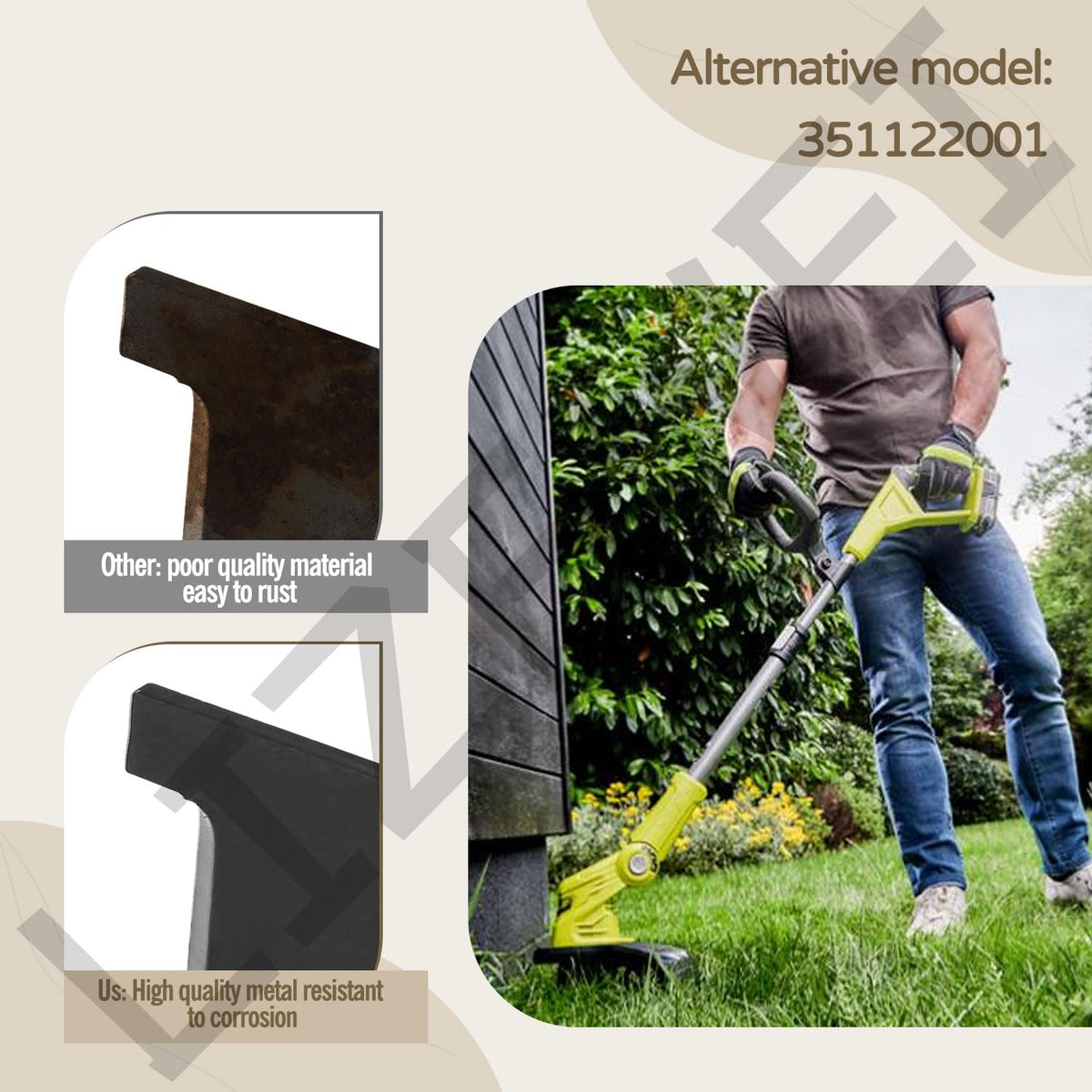 LIZEWEI guard for Ryobi P2008VNM helps extend trimmer life.