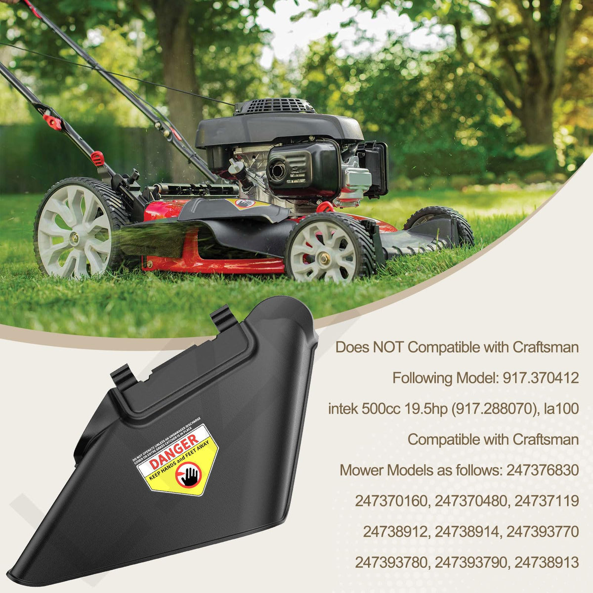 LIZEWEI Lawn mower 21-inch deck chute, durable design for consistent mowing.