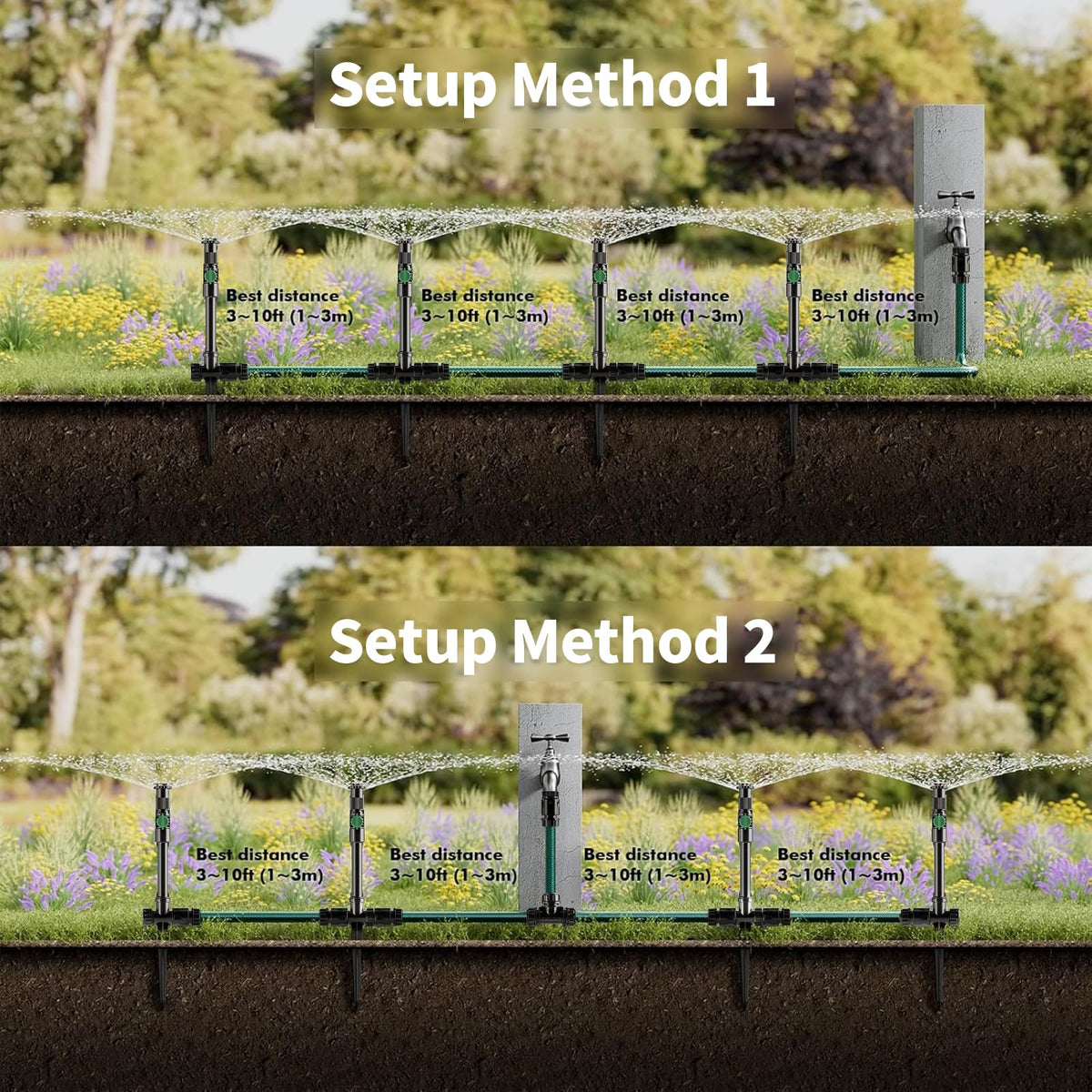 Lizjarol Lawn and border watering provides even distribution for plants.