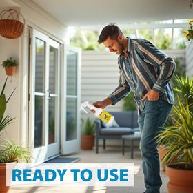 LizzAway Lizard Shoo Spray in the garden creates a protective barrier against outdoor reptiles.