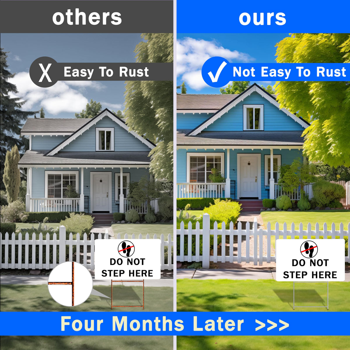 Ljliudu yard sign stakes ground installation demonstrated with tool-free setup.