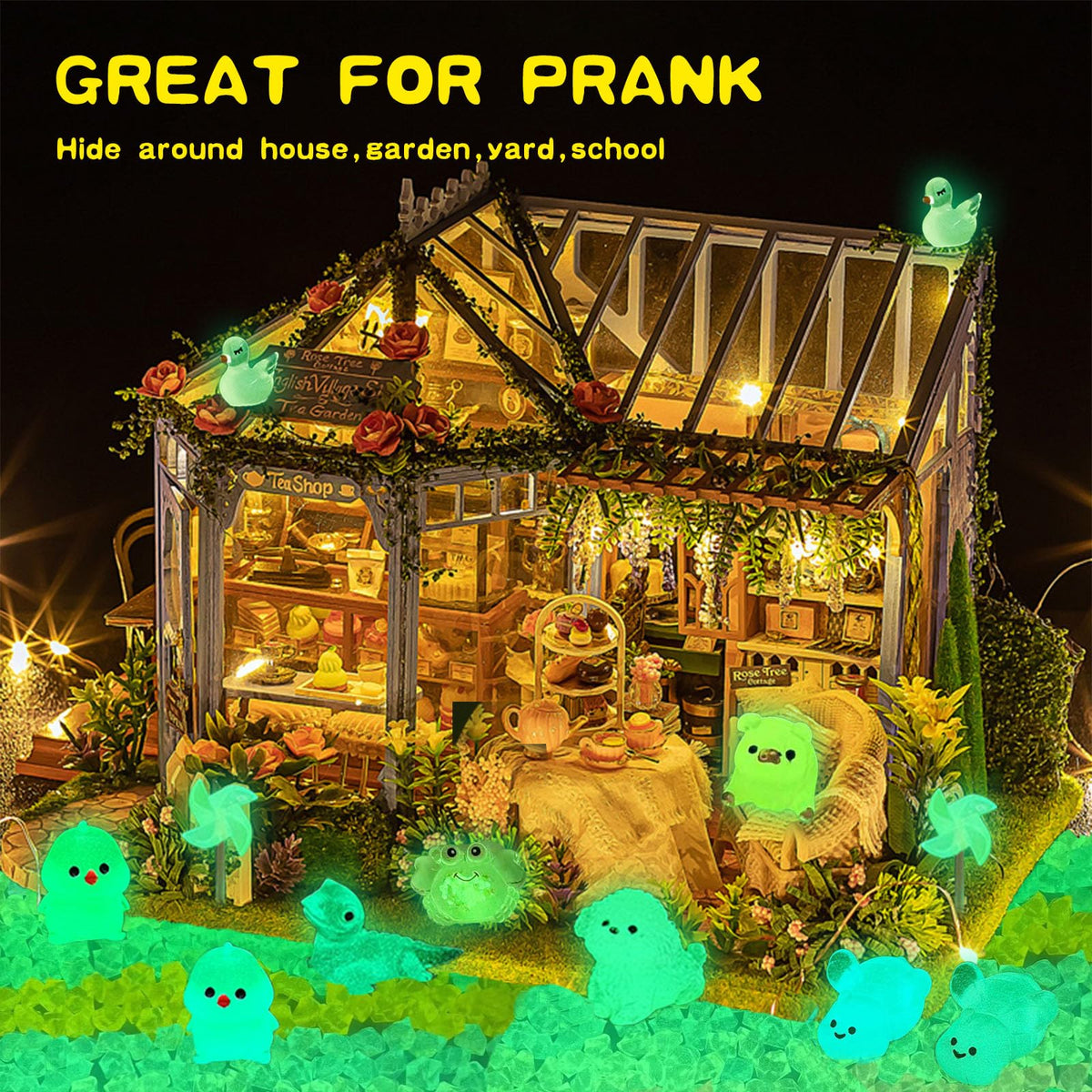 LJMBOEN glow dog figurine sparks playful scenes in tanks and garden setups.