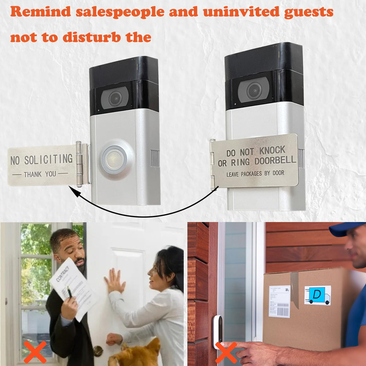 LJSCARE doorbell sign left-side silver communicates no disturbance