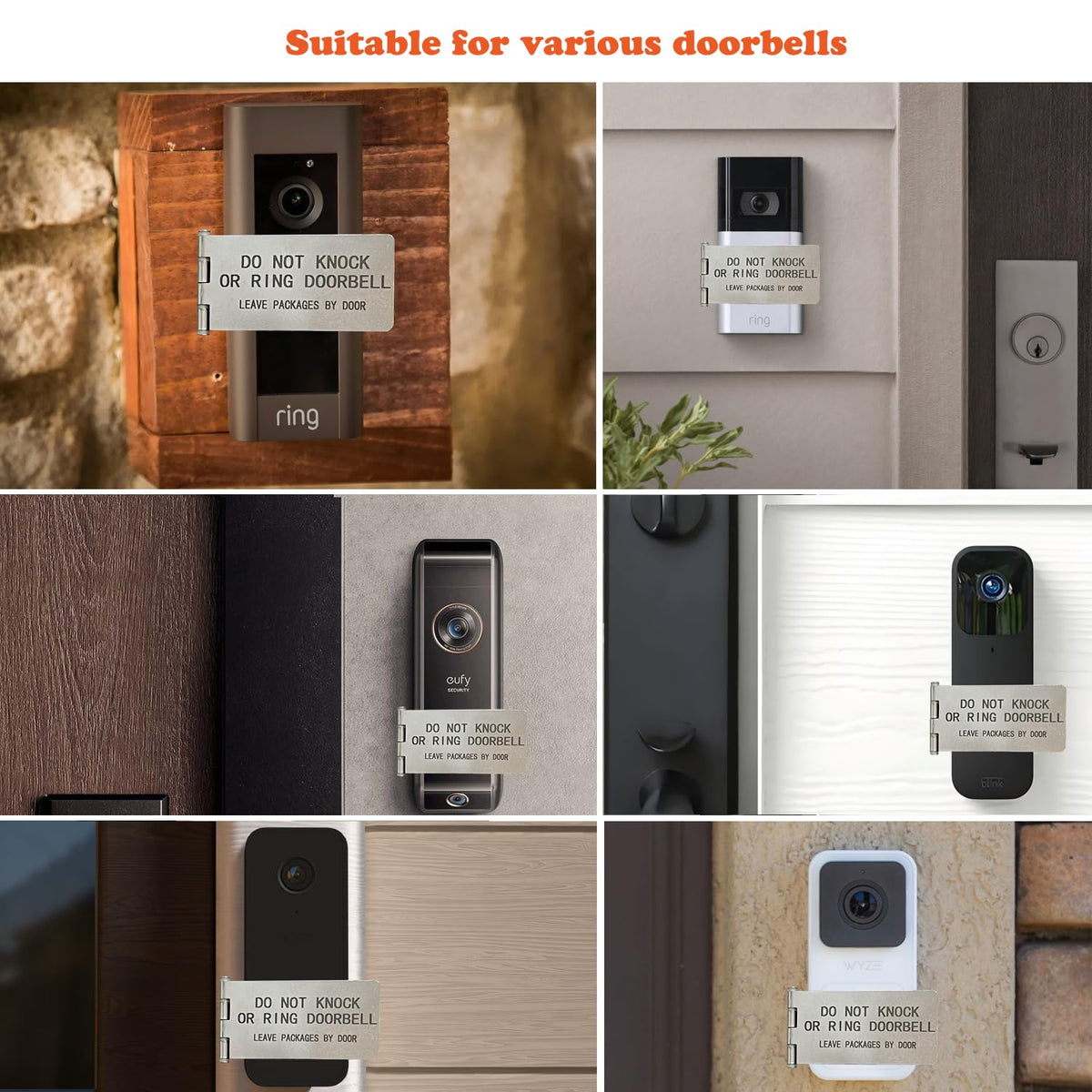 LJSCARE sleep-friendly doorbell sign left-side silver for quiet moments