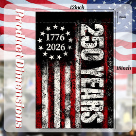 LJSCQF 250th Anniversary flag back view with mirrored text.
