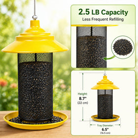 Hanging LJYIDAMY Finch Feeder demonstrates easy outdoor placement for balcony or yard.