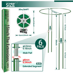 LKSSZS half-round peony support with curved rings lifting stems.