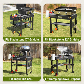 LKVHV multi-hook storage for utensils and grill tools on the cart.