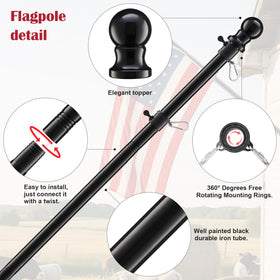 LLARGUEST 1-inch stainless steel flagpole with rustproof coating for durability