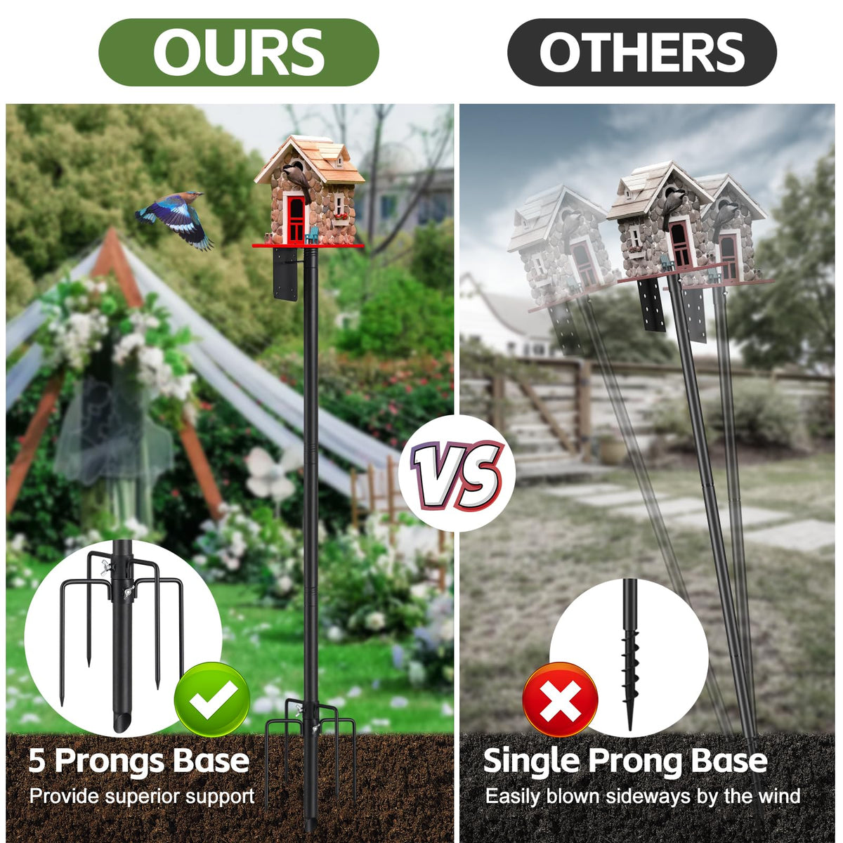 LLARGUEST adjustable-height pole sections for customizable feeder height