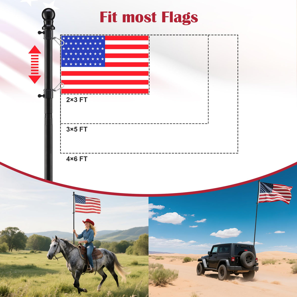 LLARGUEST anti-wrap rings system protects flags in windy conditions
