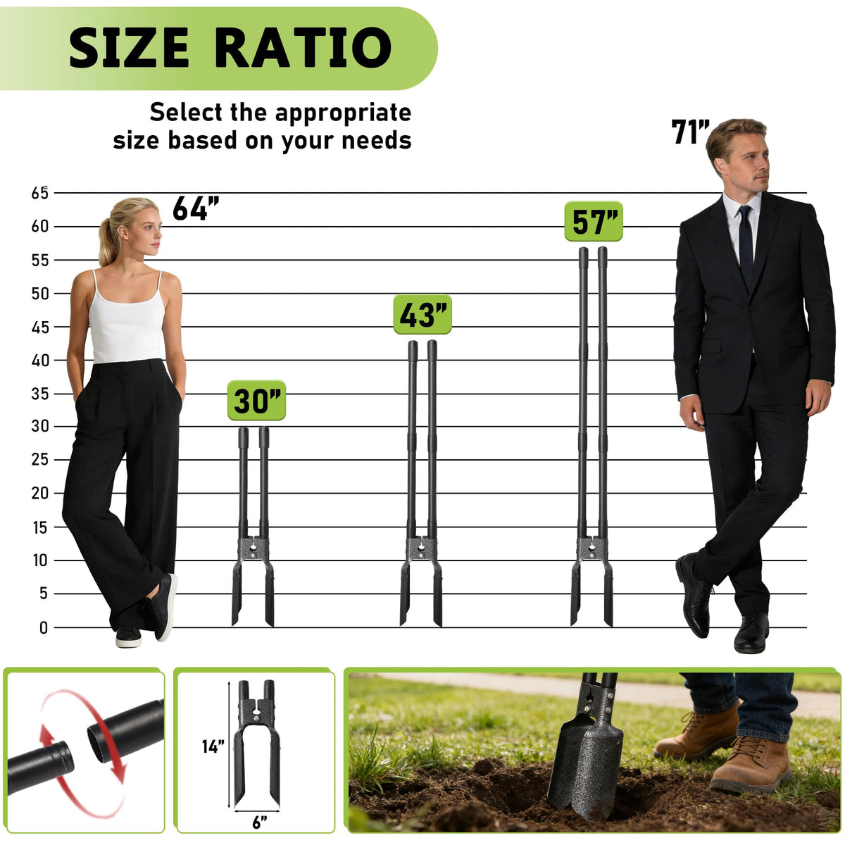 LLARGUEST detachable digger design for portable gardening tools.