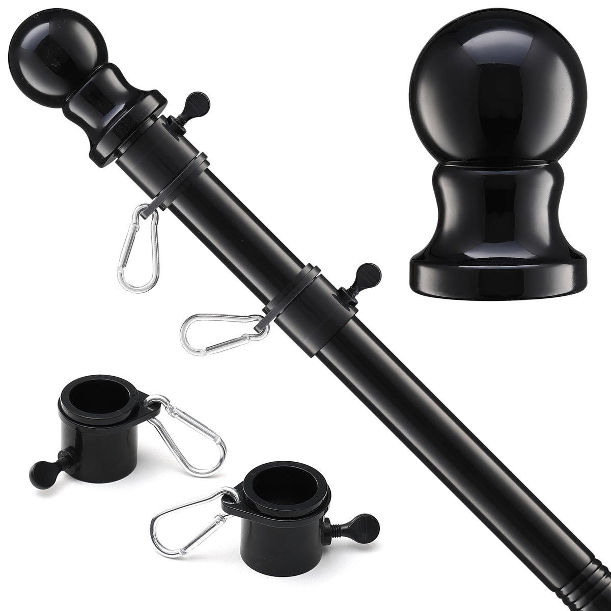 LLARGUEST flag pole outdoor assembly steps showing quick setup for mounting