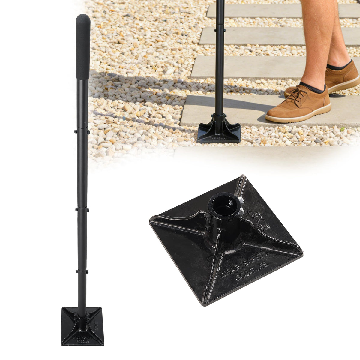 LLARGUEST tamper tool with 59 inch handle for soil compaction