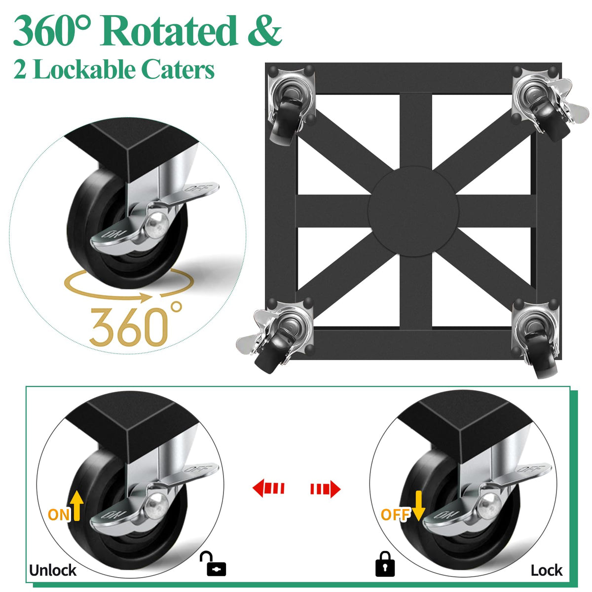 LLAXERGU lockable casters on plant dolly keep large planters secure after moving
