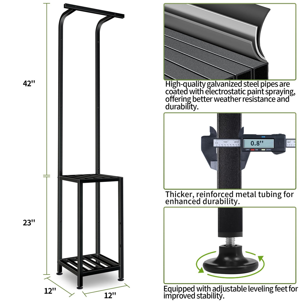 LLAXERGU plant stand with galvanized coating for indoor and outdoor use.