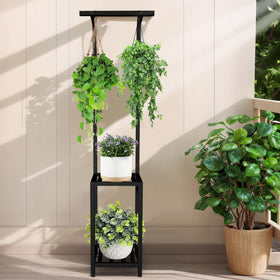 LLAXERGU plant stand featuring two 12-inch trays for compact vertical gardening.
