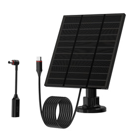 LMDTYN 5W solar panel side view powering Ring Camera outdoors for clean energy