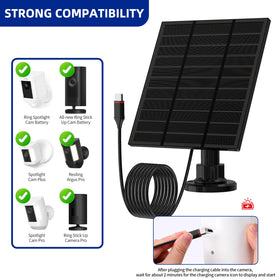 LMDTYN solar panel mounted on wall with Ring Camera for stable outdoor power