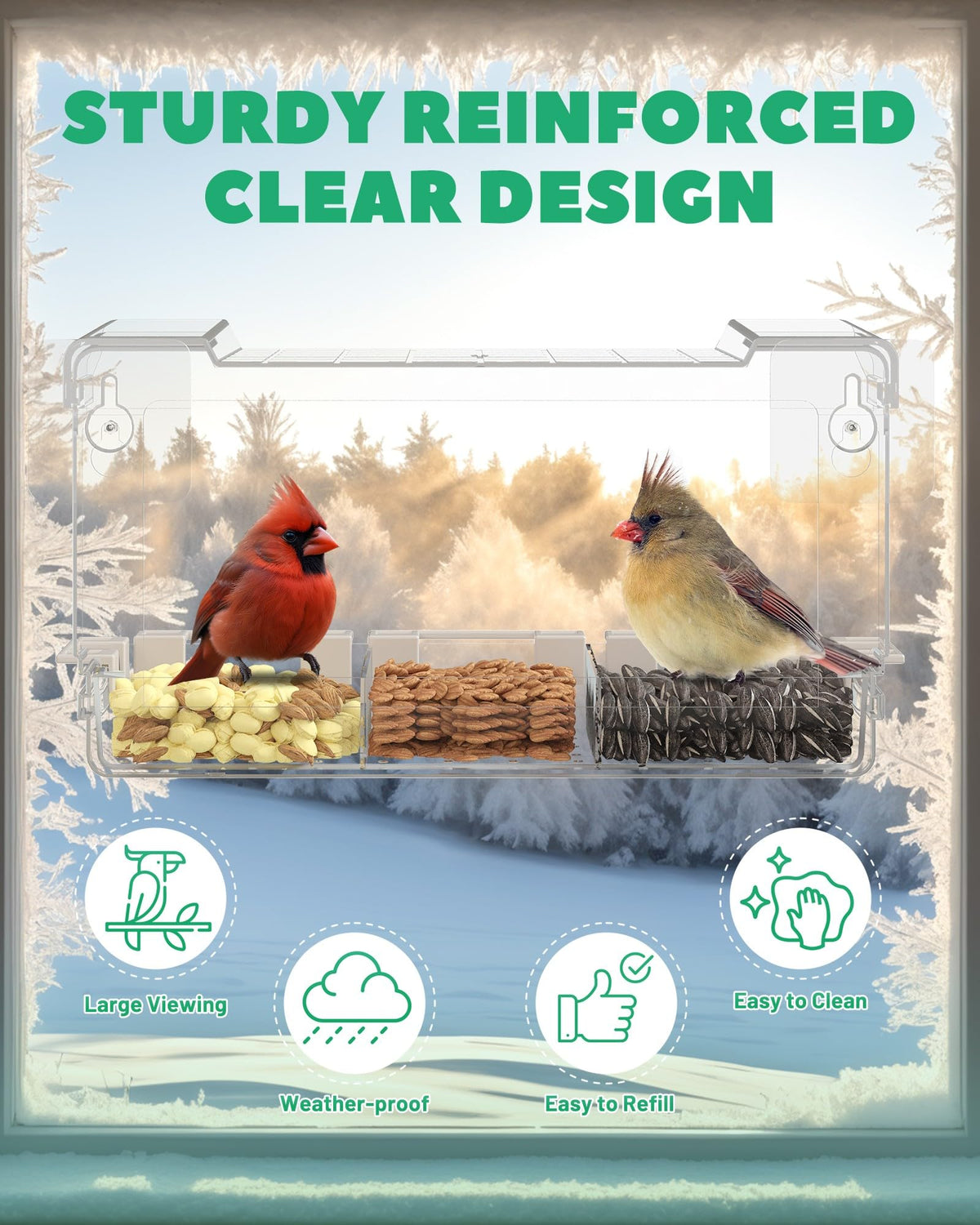 LMHOME Five-perching-stands design supports multiple birds during feeding.