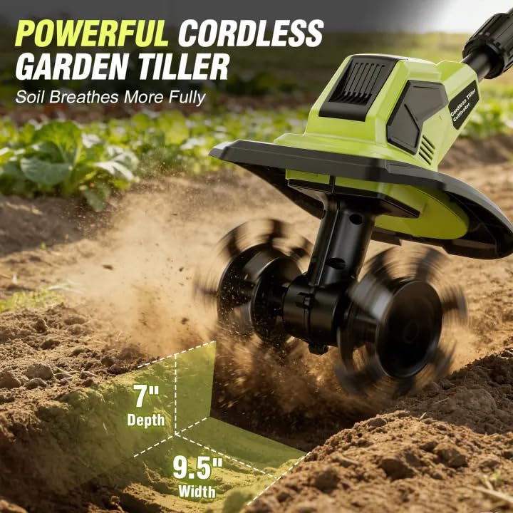 Lmozim brushless rotary cultivator delivering strong torque for efficient soil prep.