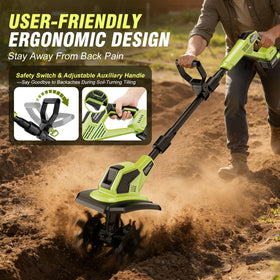 Lmozim tilling depth reaches 7 inches for breaking up compact soil.