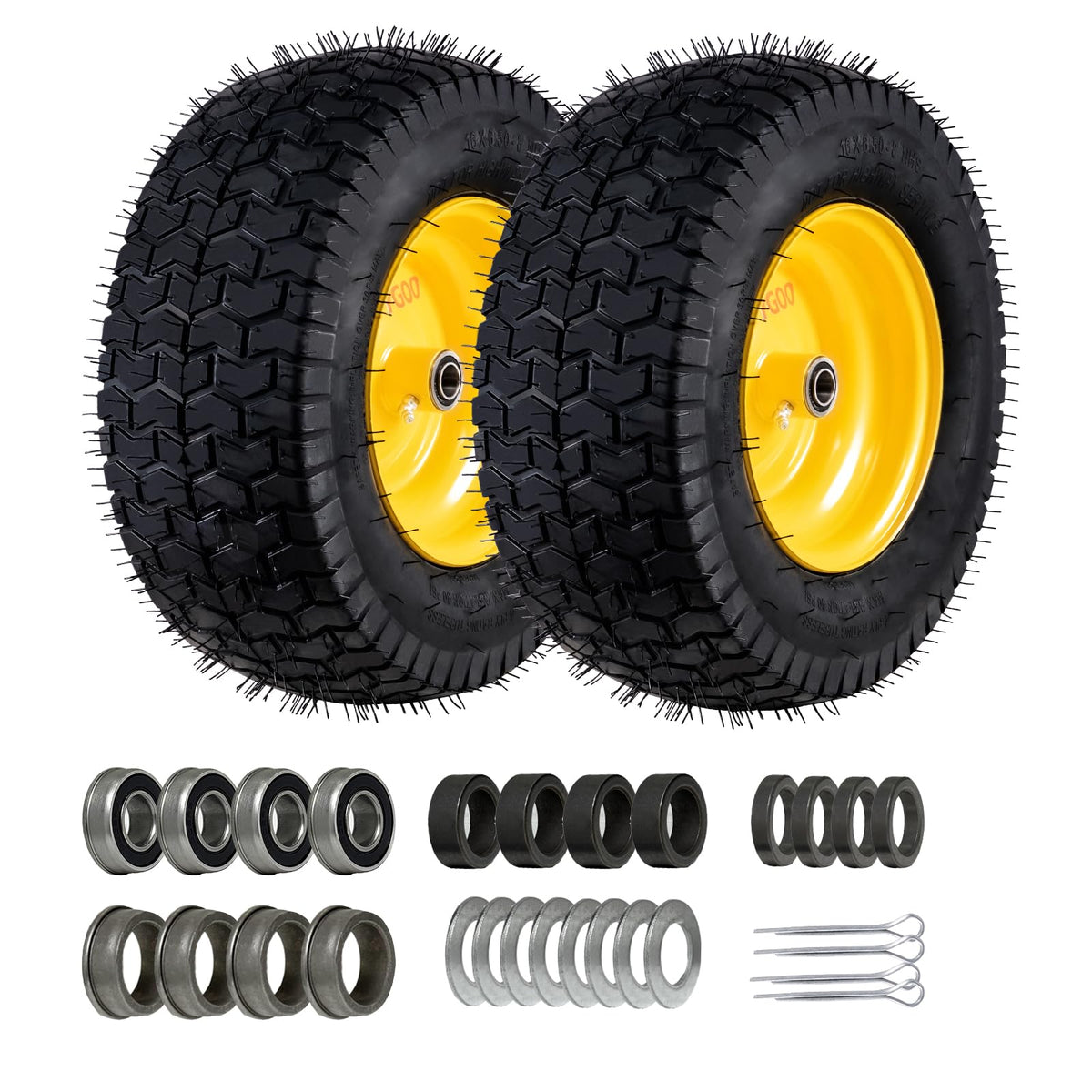 LMYYGOO 16x6-8 tubeless tire with wheel for mower and stable ride.