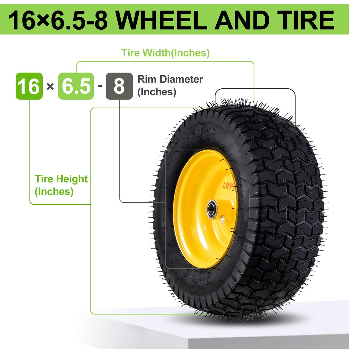 LMYYGOO front wheel with 3-in offset hub improves alignment.