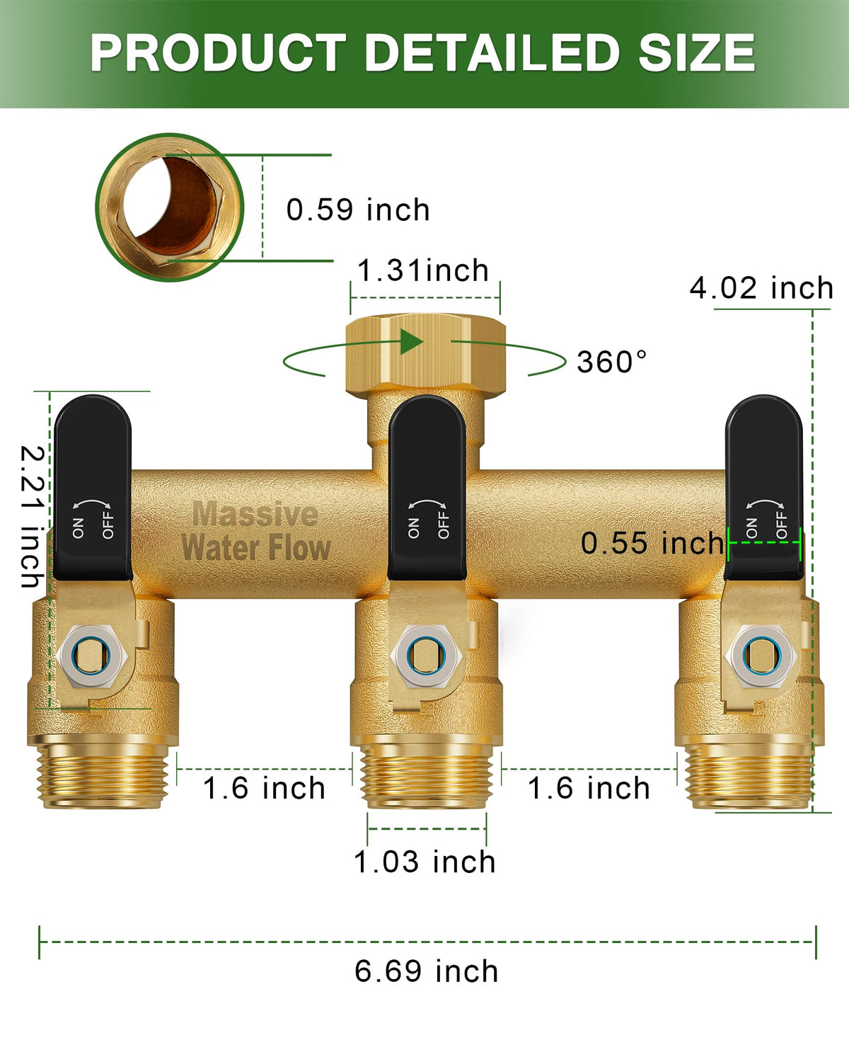 Brass construction highlights durability and sealing reliability