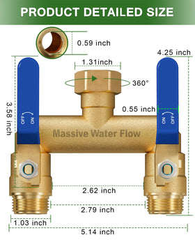 LNEZCDB brass hose splitter assembly supports two outlets for multitasking