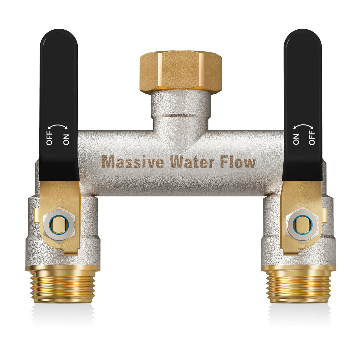 LNEZCDB hose splitter with two outlets enables effortless full-flow watering.
