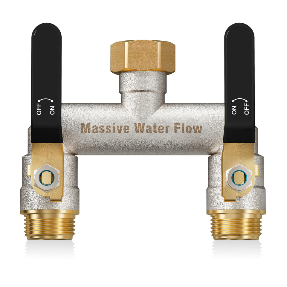 LNEZCDB hose splitter with two outlets enables effortless full-flow watering.