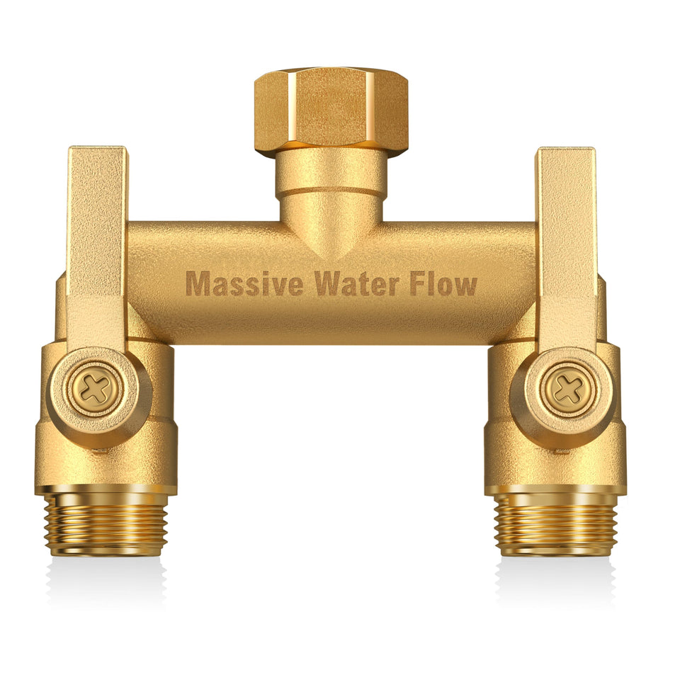 LNEZCDB hose splitter 2-way heavy-duty with brass body enables simultaneous watering.