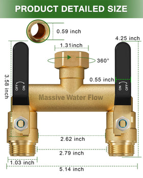 LNEZCDB hose splitter with long metal handles enabling easy flow control