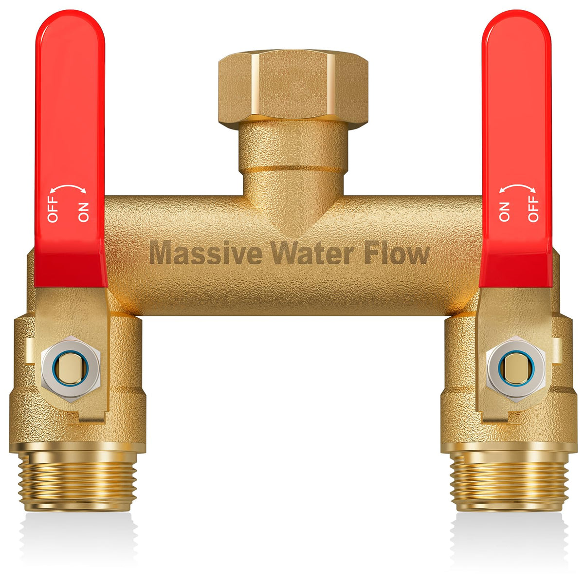 LNEZCDB Hose Splitter 2-Way Red enables full-flow gardening with simultaneous water outlets.