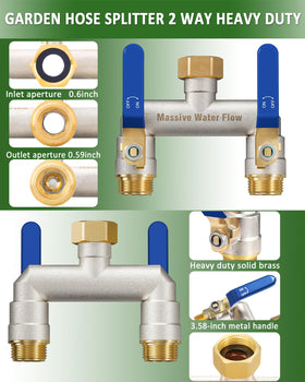 LNEZCDB hose splitter ball valve close-up highlighting durable brass internals