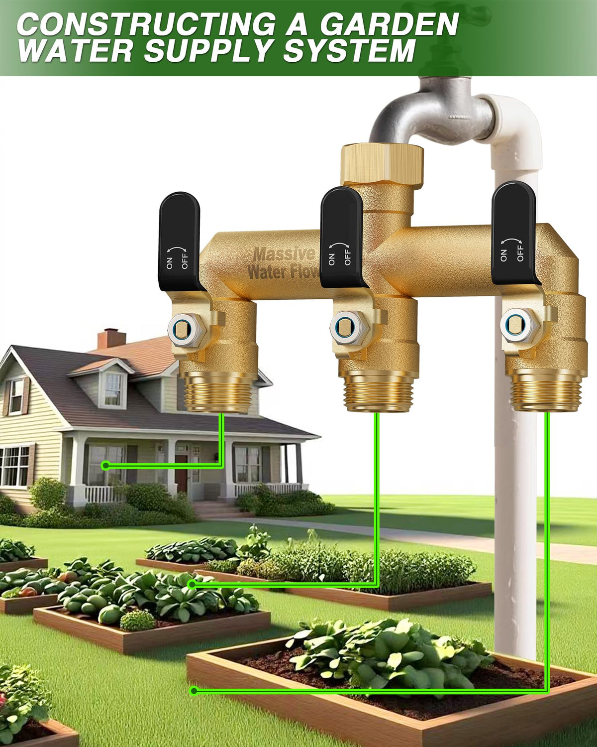 Vertical 90 degree male thread reduces gravity stress on connectors