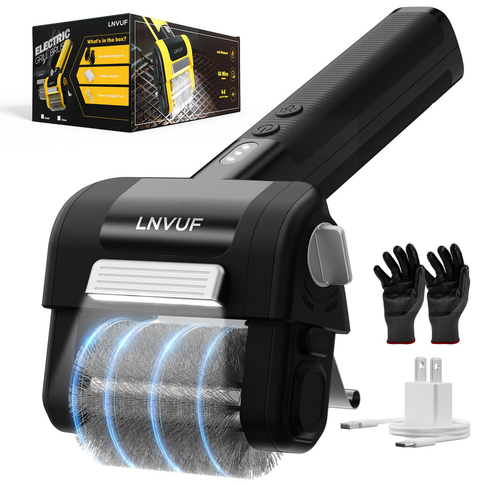 LNVUF electric grill brush with LED light for night-time cleaning